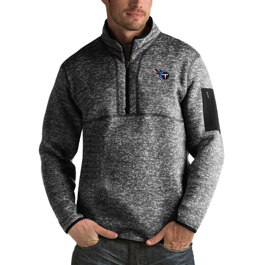 Men's Antigua Heather Black Tennessee Titans Fortune Big & Tall Quarter-Zip Pullover Jacket