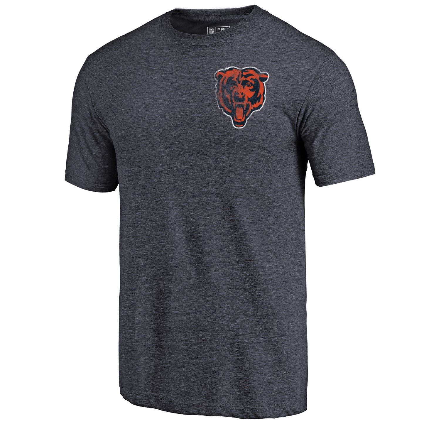 Men's NFL Pro Line Heathered Navy Chicago Bears Primary Logo Left Chest Distressed Tri-Blend T-Shirt