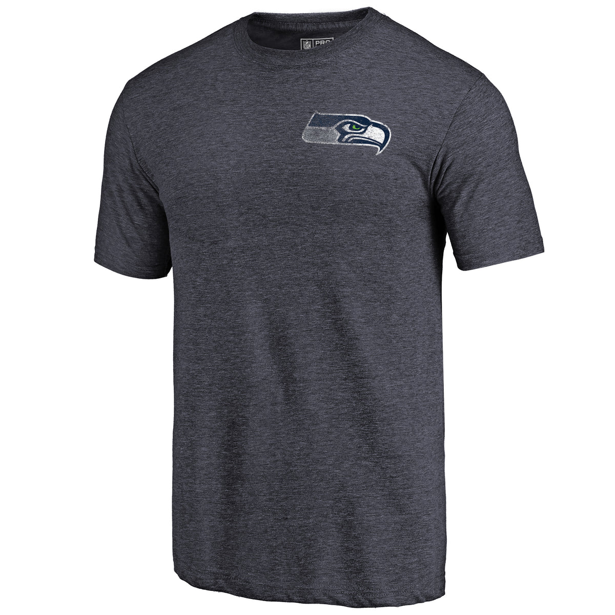 Men's NFL Pro Line Heathered College Navy Seattle Seahawks Primary Logo Left Chest Distressed Tri-Blend T-Shirt