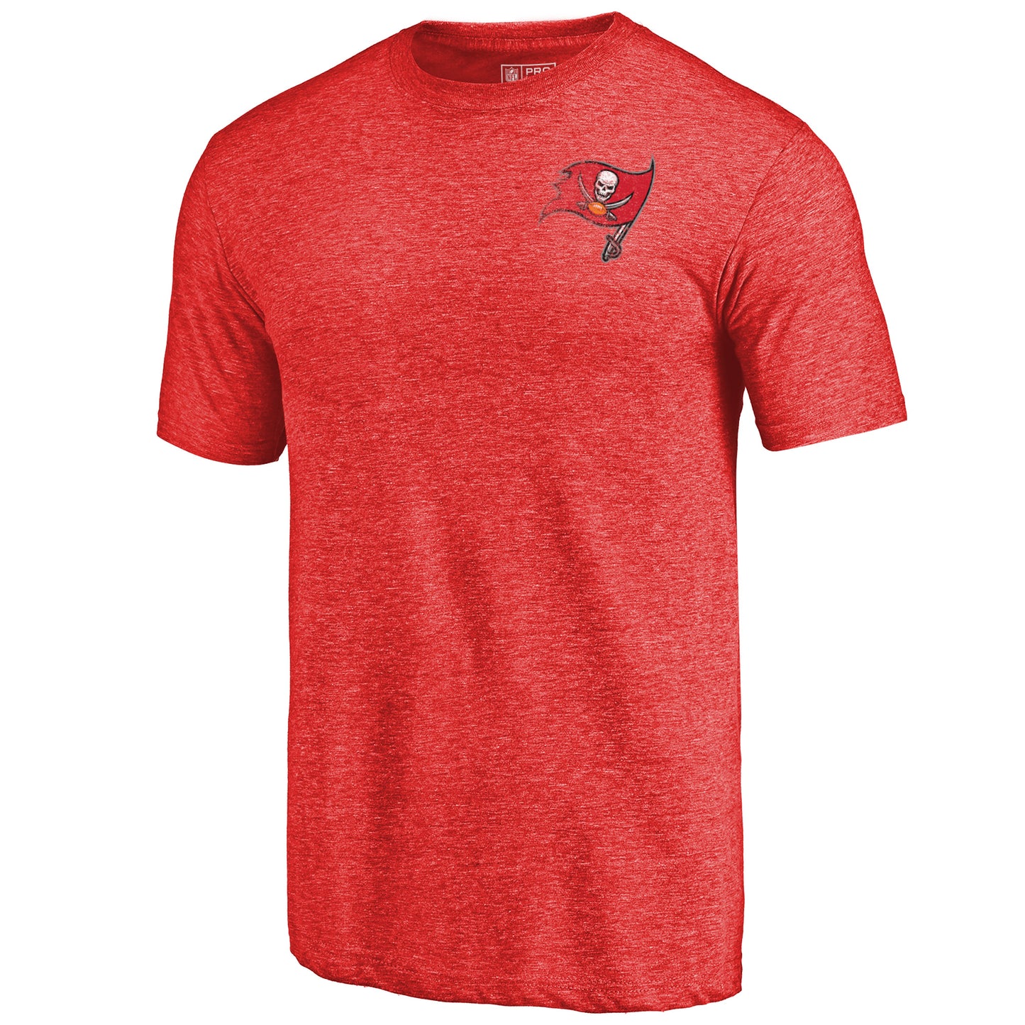 Men's NFL Pro Line Heathered Red Tampa Bay Buccaneers Primary Logo Left Chest Distressed Tri-Blend T-Shirt