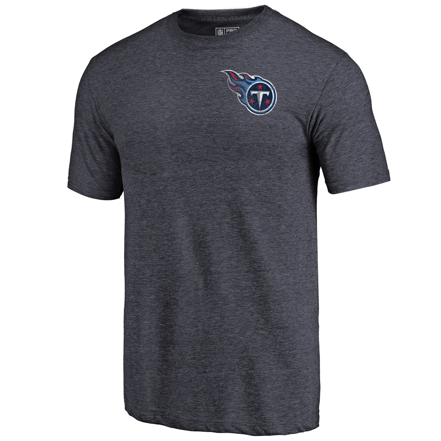 Men's NFL Pro Line Heathered Navy Tennessee Titans Primary Logo Left Chest Distressed Tri-Blend T-Shirt