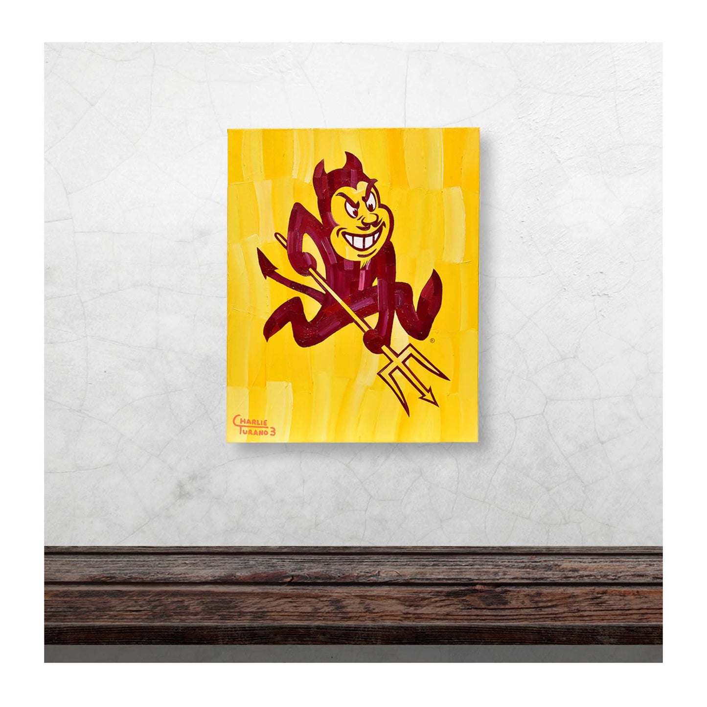 Arizona State Sun Devils Stretched 16" x 20" Original Canvas Artwork - Art by Charlie Turano III - Limited Edition #1/1 - Sparky