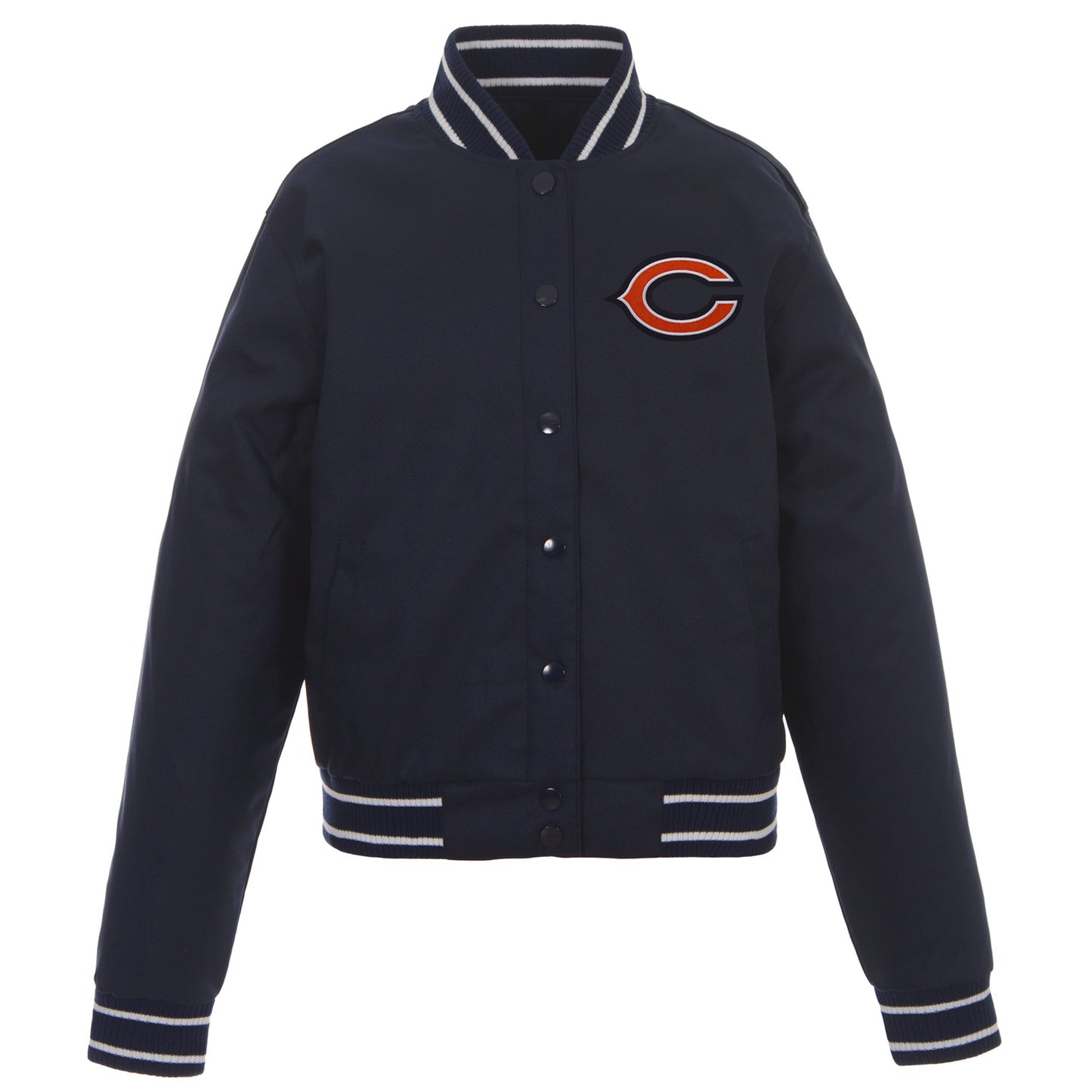 Women's JH Design Navy Chicago Bears Embroidered Logo Poly Twill Jacket