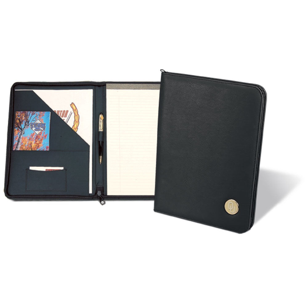 Gold Oklahoma Sooners Zippered Writing Portfolio