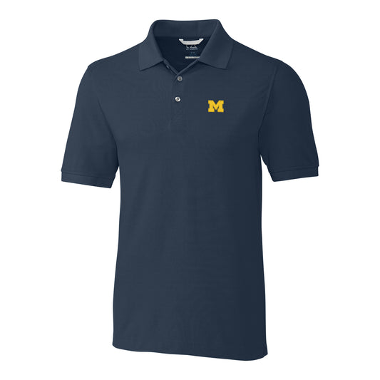 Men's Cutter & Buck Navy Michigan Wolverines Collegiate Big & Tall Advantage DryTec Polo