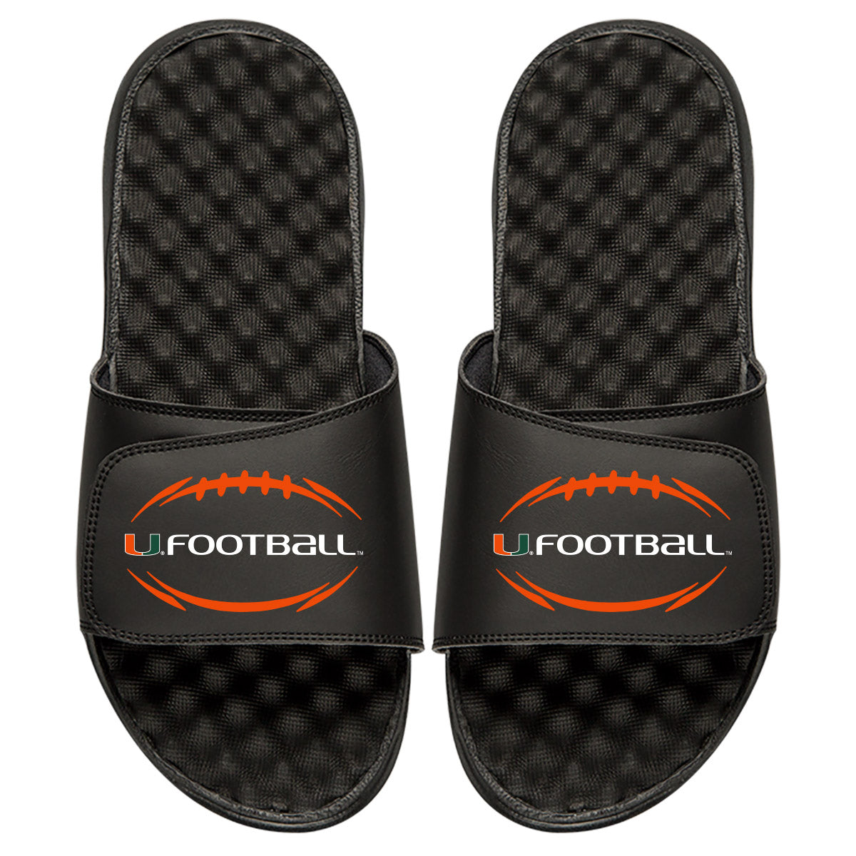 Men's ISlide Black Miami Hurricanes Football Logo Slide Sandals