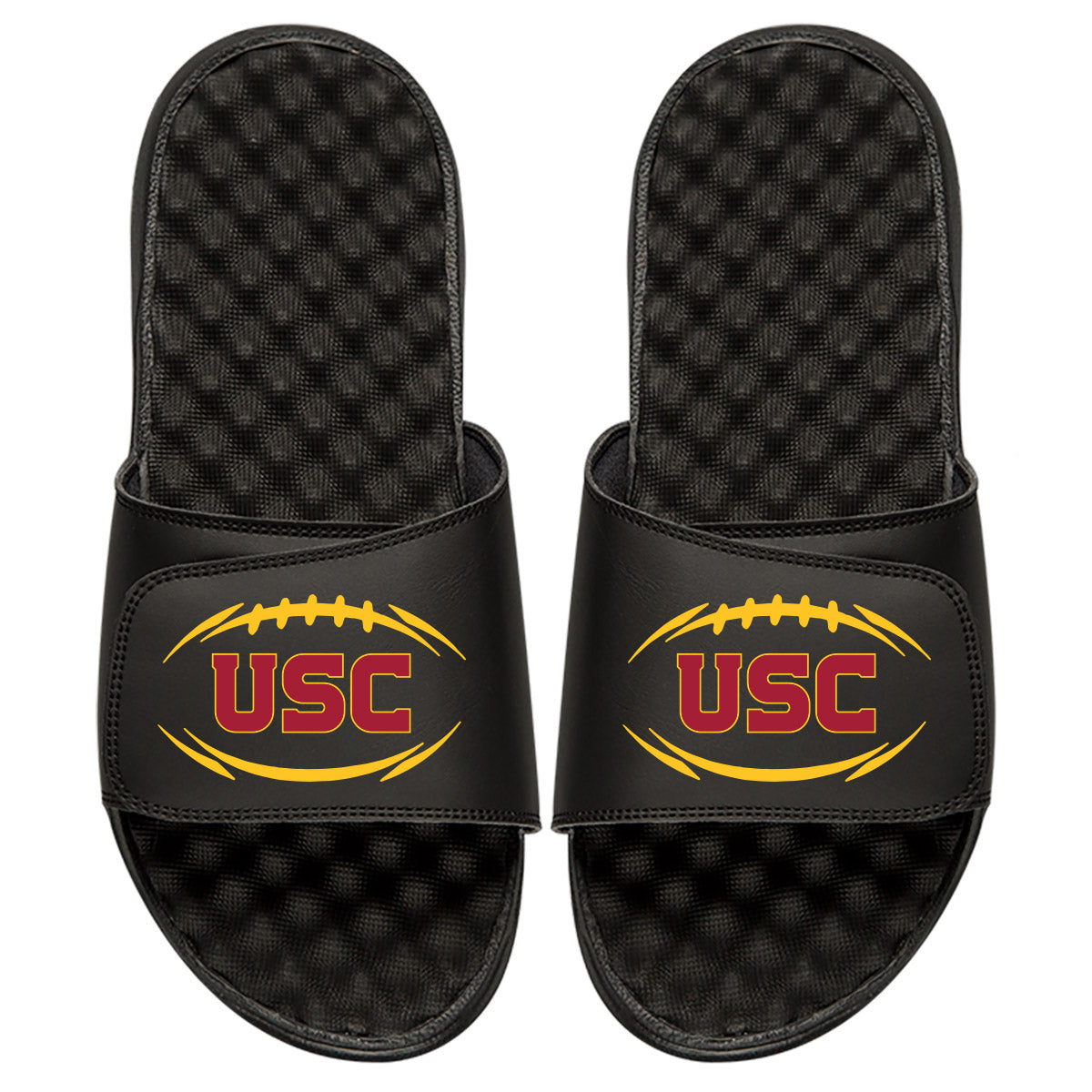 Men's ISlide Black USC Trojans Football Logo Slide Sandals