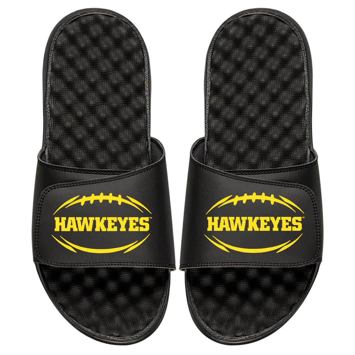 Youth ISlide Black Iowa Hawkeyes Football Logo Slide Sandals