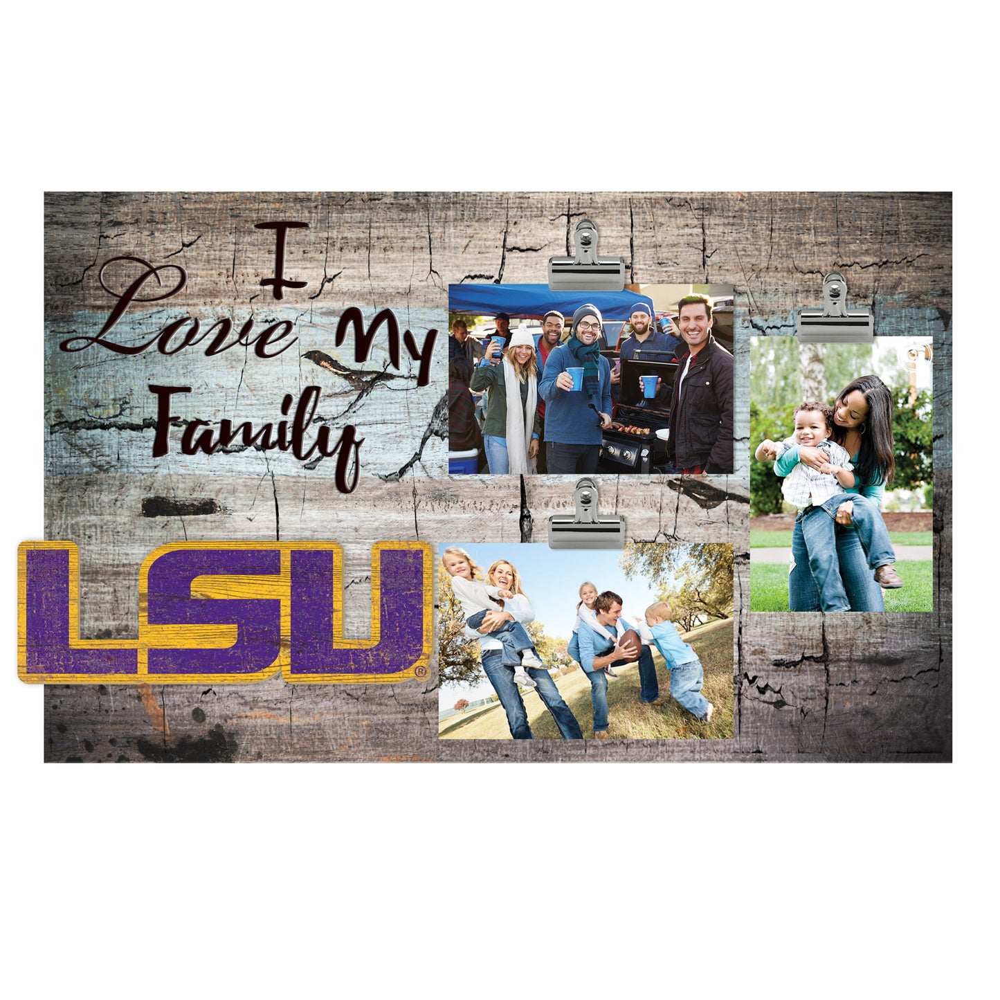 LSU Tigers 11" x 19" I Love My Family Clip Photo Frame