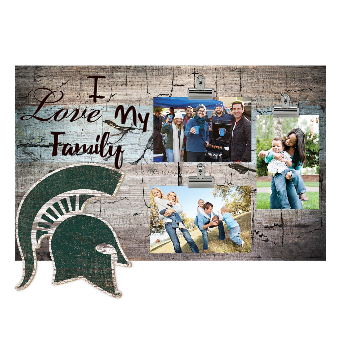 Michigan State Spartans 11" x 19" I Love My Family Clip Photo Frame