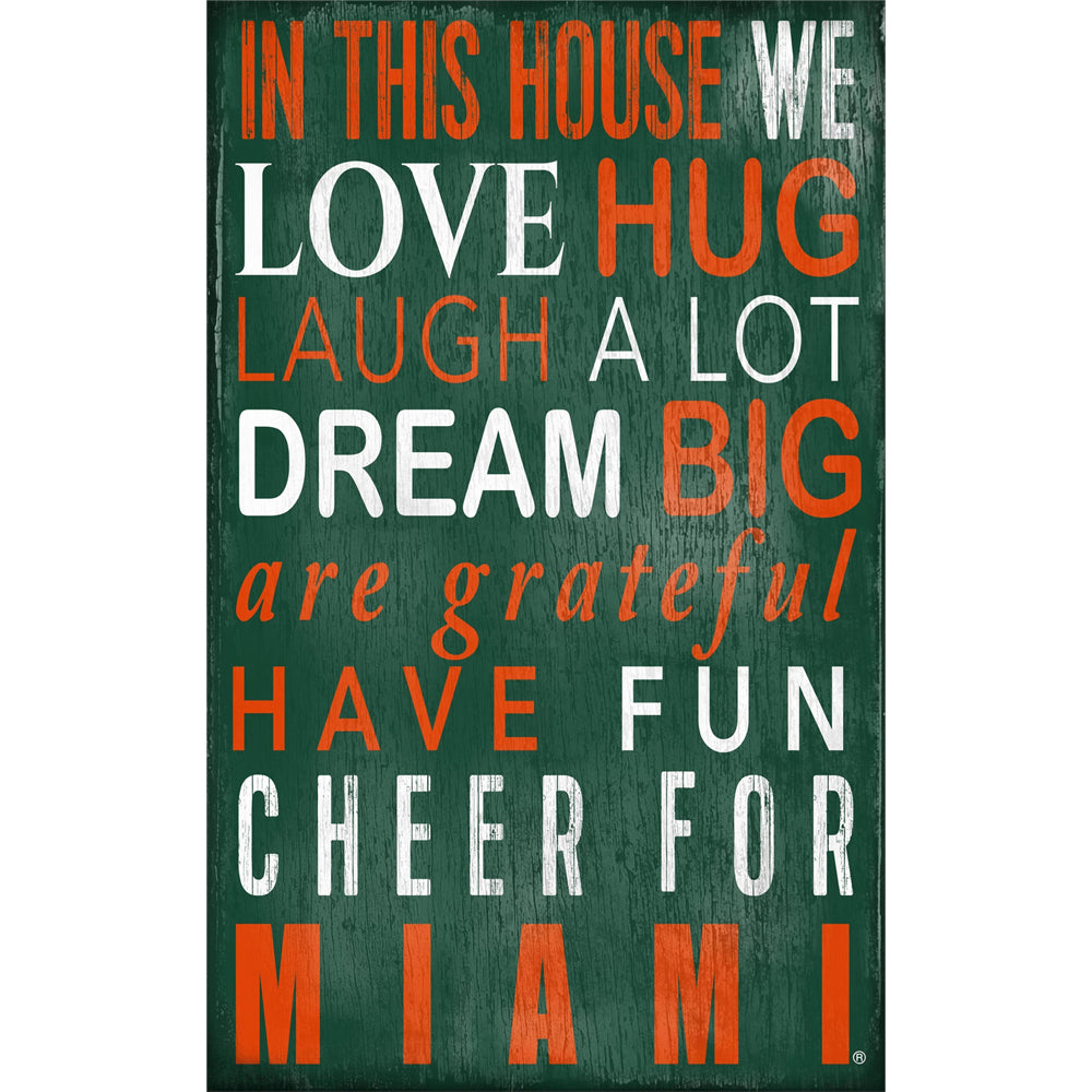 Miami Hurricanes 11" x 19" In This House Sign