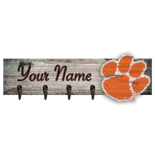 Clemson Tigers 24" x 6" Personalized Mounted Coat Hanger