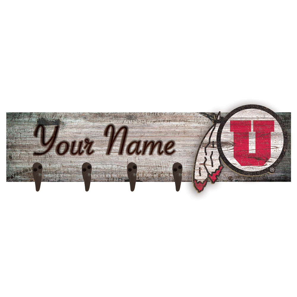 Utah Utes 24" x 6" Personalized Mounted Coat Hanger