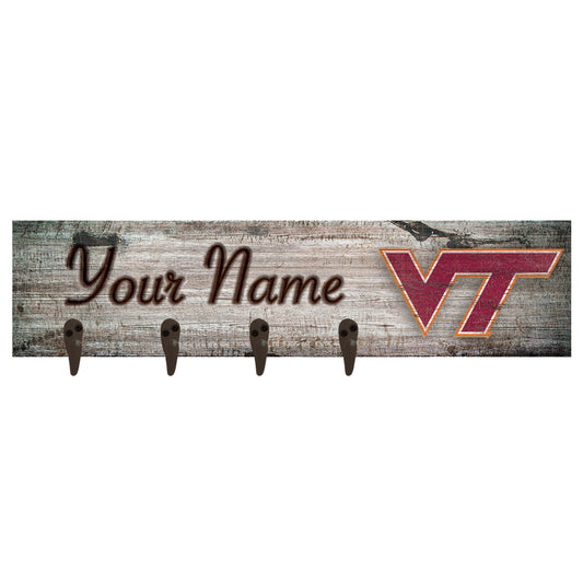 Virginia Tech Hokies 24" x 6" Personalized Mounted Coat Hanger