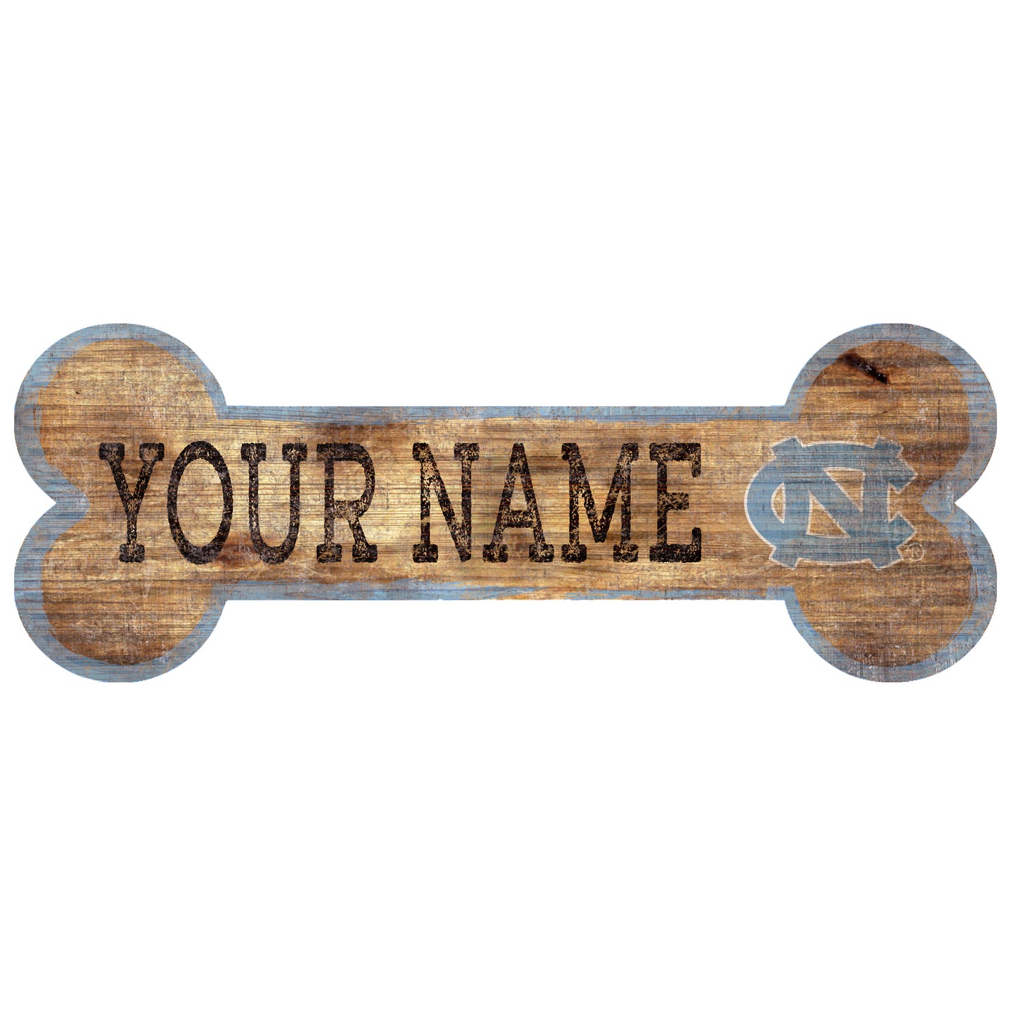 North Carolina Tar Heels 12" x 6" Personalized Dog Bone Sign