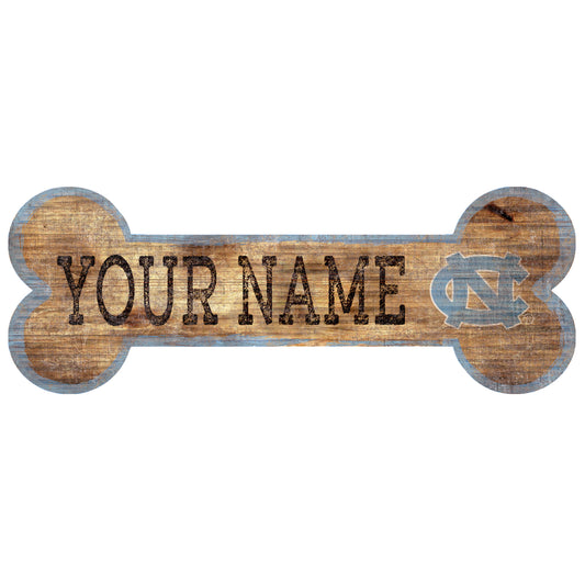 North Carolina Tar Heels 12" x 6" Personalized Dog Bone Sign