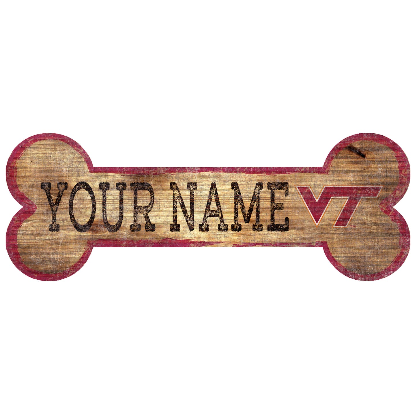 Virginia Tech Hokies 12" x 6" Personalized Dog Bone Sign