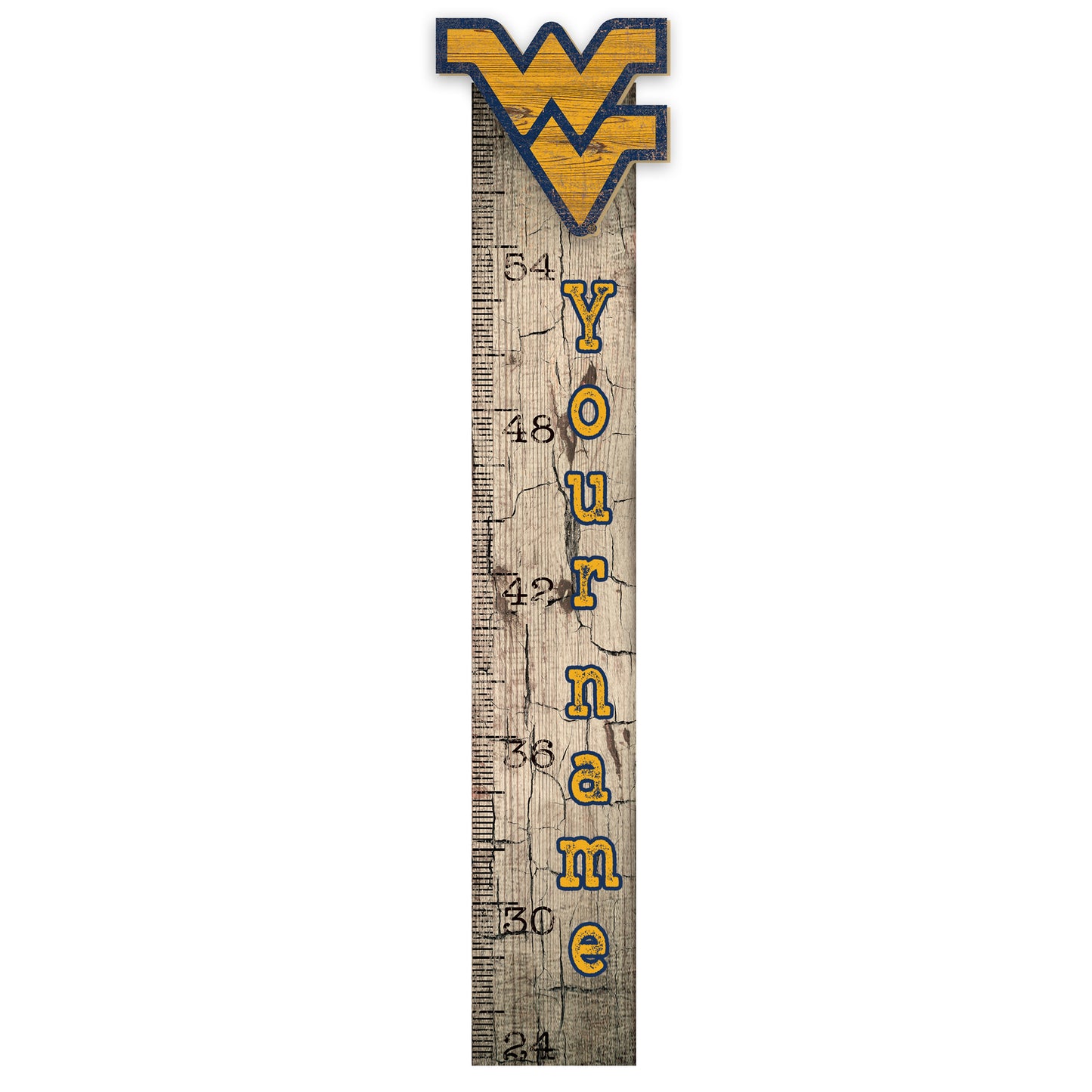 West Virginia Mountaineers 6" x 36" Personalized Growth Chart Sign