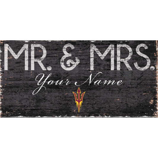 Arizona State Sun Devils 12" x 6" Personalized Mr. & Mrs. Sign