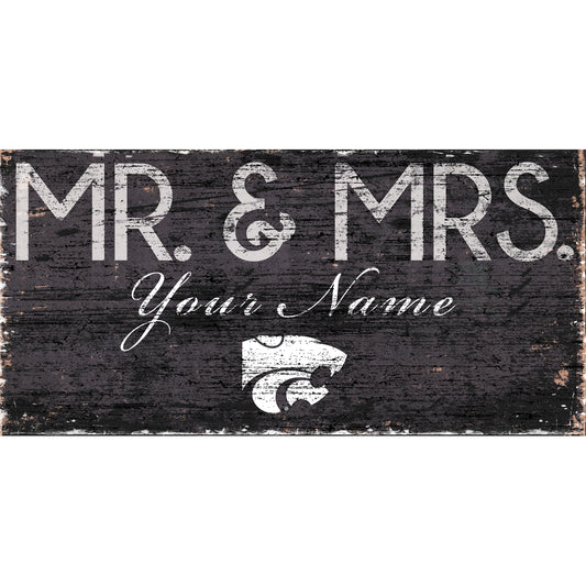 Kansas State Wildcats 12" x 6" Personalized Mr. & Mrs. Sign