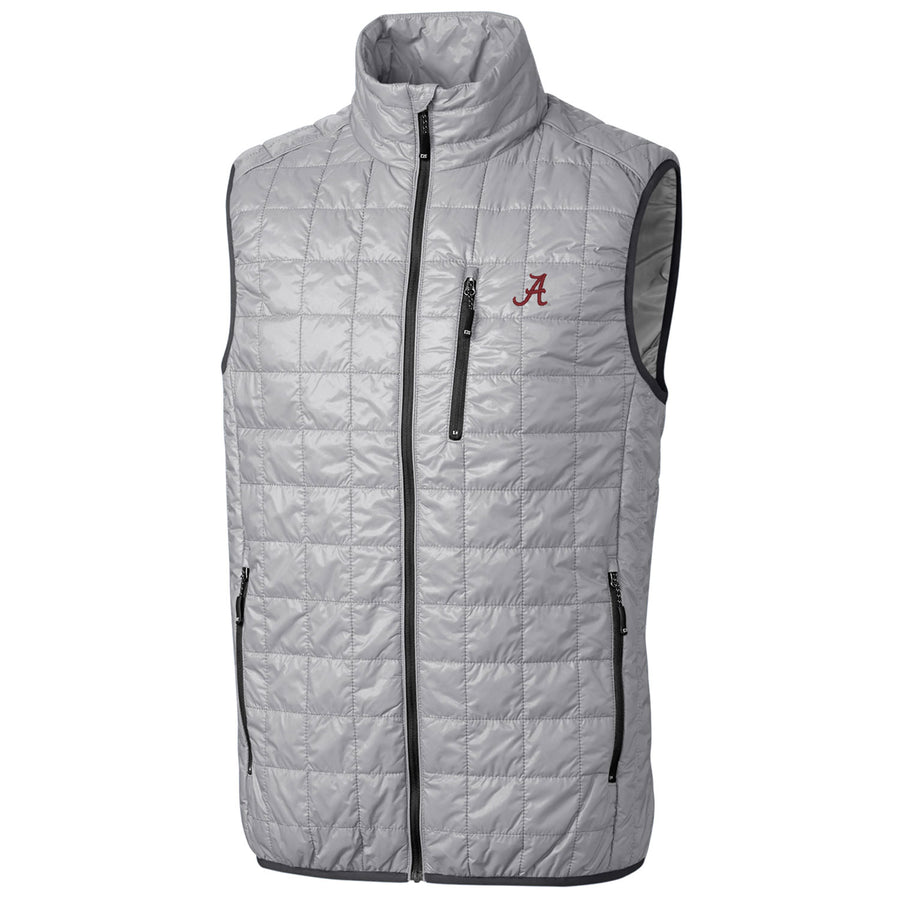 Men's Cutter & Buck Gray Alabama Crimson Tide Big & Tall Full-Zip Collegiate Rainier Vest