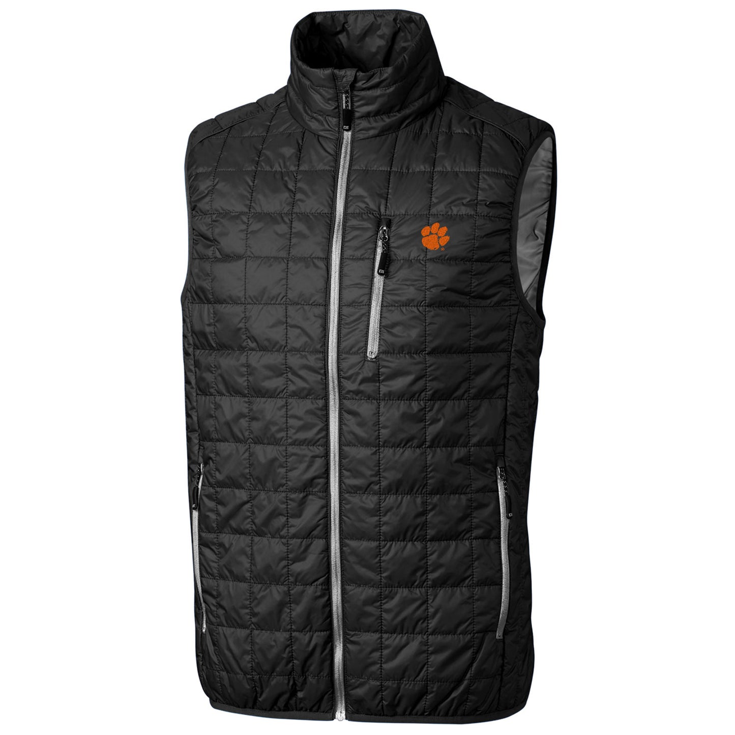 Men's Cutter & Buck Black Clemson Tigers Big & Tall Full-Zip Collegiate Rainier Vest