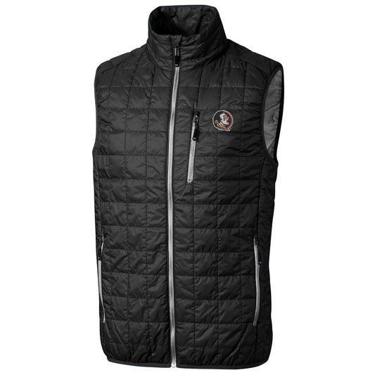 Men's Cutter & Buck Black Florida State Seminoles Big & Tall Full-Zip Collegiate Rainier Vest