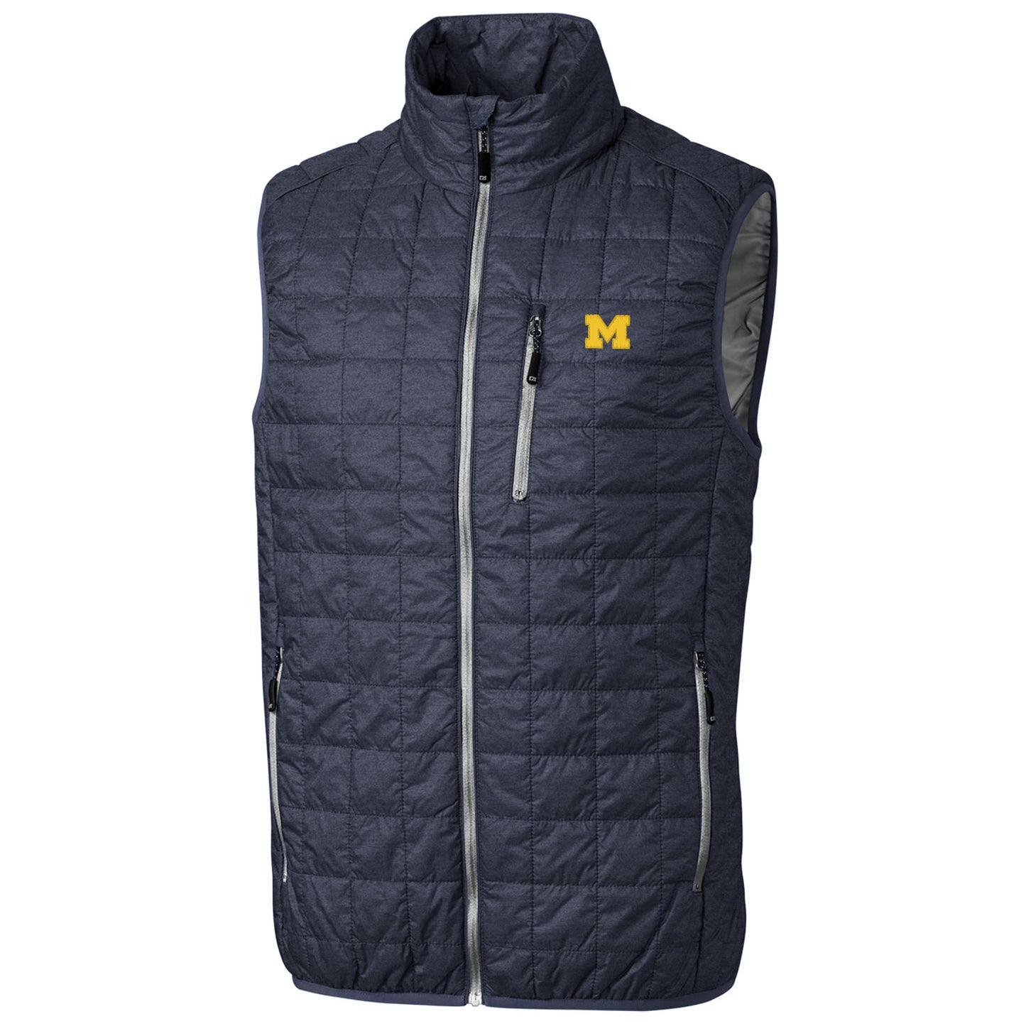 Men's Cutter & Buck Anthracite Michigan Wolverines Big & Tall Full-Zip Collegiate Rainier Vest