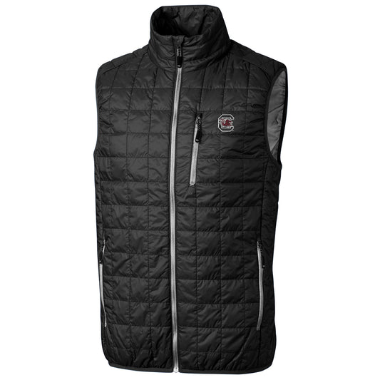 Men's Cutter & Buck Black South Carolina Gamecocks Big & Tall Full-Zip Collegiate Rainier Vest