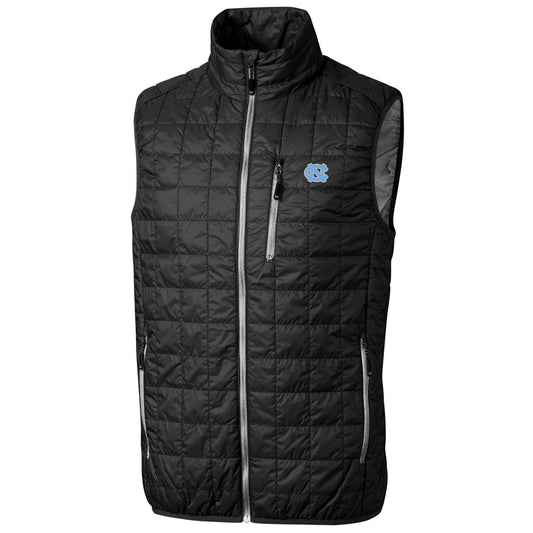 Men's Cutter & Buck Black North Carolina Tar Heels Big & Tall Full-Zip Collegiate Rainier Vest