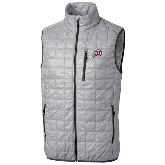 Men's Cutter & Buck Gray Utah Utes Big & Tall Full-Zip Collegiate Rainier Vest