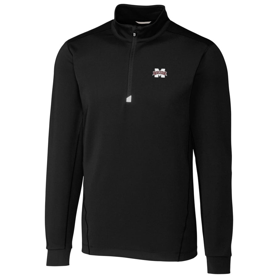 Men's Cutter & Buck Black Mississippi State Bulldogs Collegiate Big & Tall Traverse Half-Zip Jacket