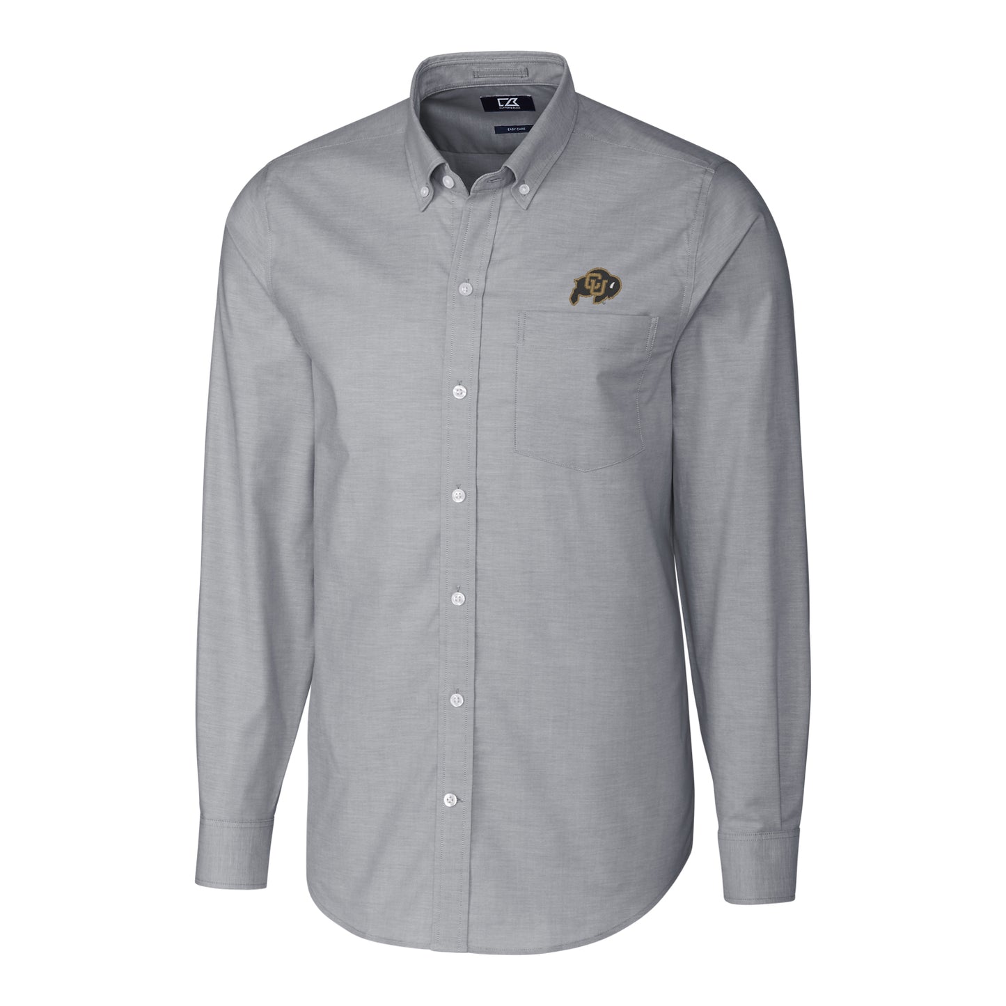 Men's Cutter & Buck Charcoal Colorado Buffaloes Stretch Oxford Big & Tall Long Sleeve Button-Down Shirt