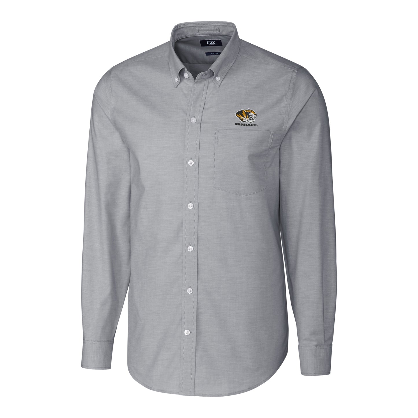 Men's Cutter & Buck Charcoal Missouri Tigers Stretch Oxford Big & Tall Long Sleeve Button-Down Shirt