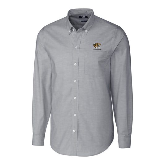 Men's Cutter & Buck Charcoal Missouri Tigers Stretch Oxford Big & Tall Long Sleeve Button-Down Shirt