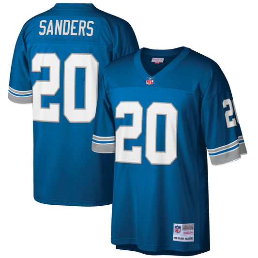 Men's Mitchell & Ness Barry Sanders Blue Detroit Lions Big & Tall 1996 Retired Player Replica Jersey