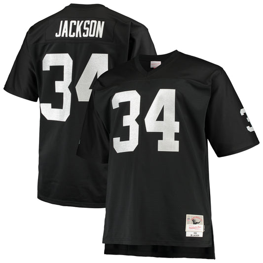 Men's Mitchell & Ness Bo Jackson Black Las Vegas Raiders Big & Tall 1988 Retired Player Replica Jersey