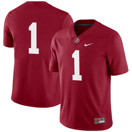 Men's Nike #1 Crimson Alabama Crimson Tide Football Game Jersey