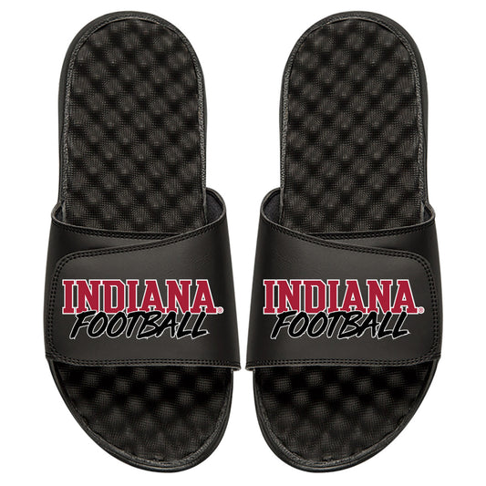 Men's ISlide Black Indiana Hoosiers Football Stacked Slide Sandals