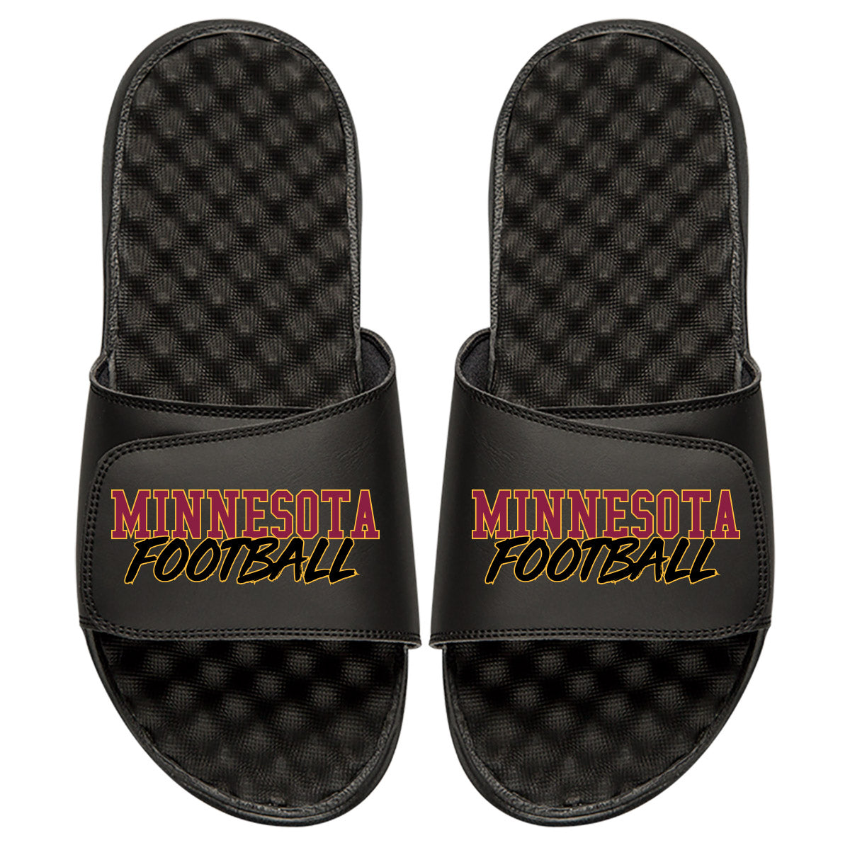 Men's ISlide Black Minnesota Golden Gophers Football Stacked Slide Sandals