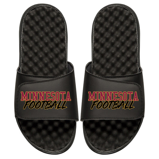 Men's ISlide Black Minnesota Golden Gophers Football Stacked Slide Sandals