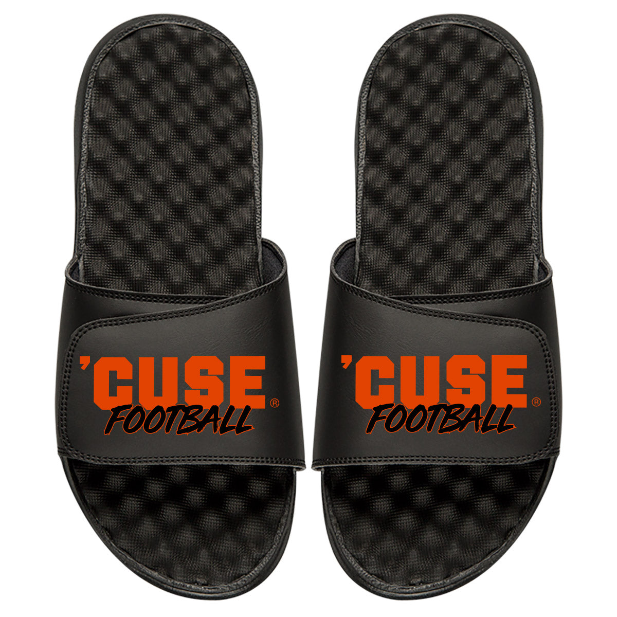 Men's ISlide Black Syracuse Orange Football Stacked Slide Sandals