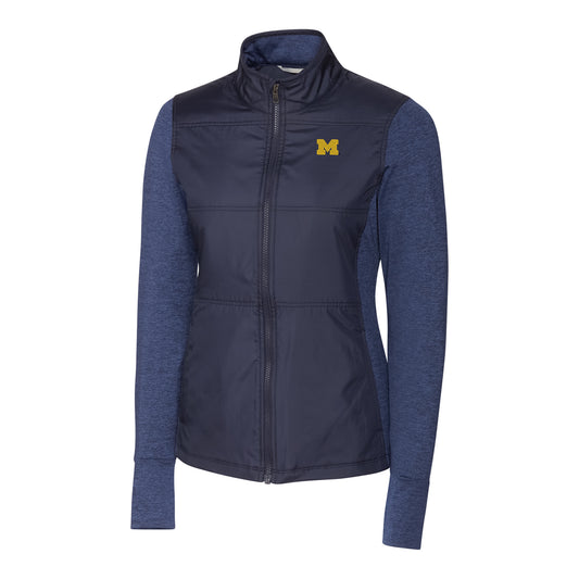 Women's Cutter & Buck Navy Michigan Wolverines Stealth Full-Zip Jacket