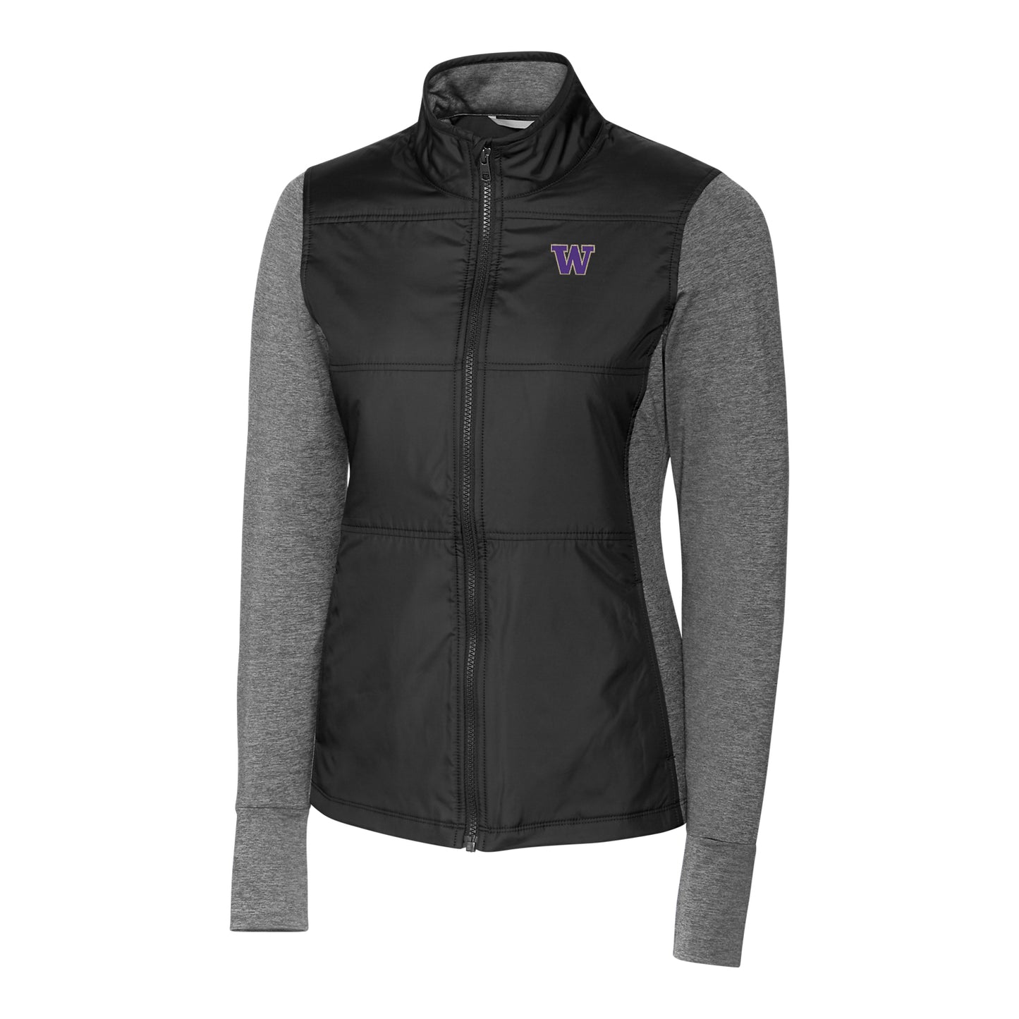 Women's Cutter & Buck Black Washington Huskies Stealth Full-Zip Jacket