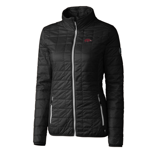 Women's Cutter & Buck Black Arkansas Razorbacks Rainier Full-Zip Puffer Jacket