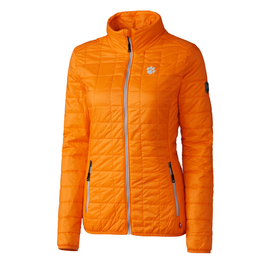 Women's Cutter & Buck Orange Clemson Tigers Rainier Full-Zip Puffer Jacket