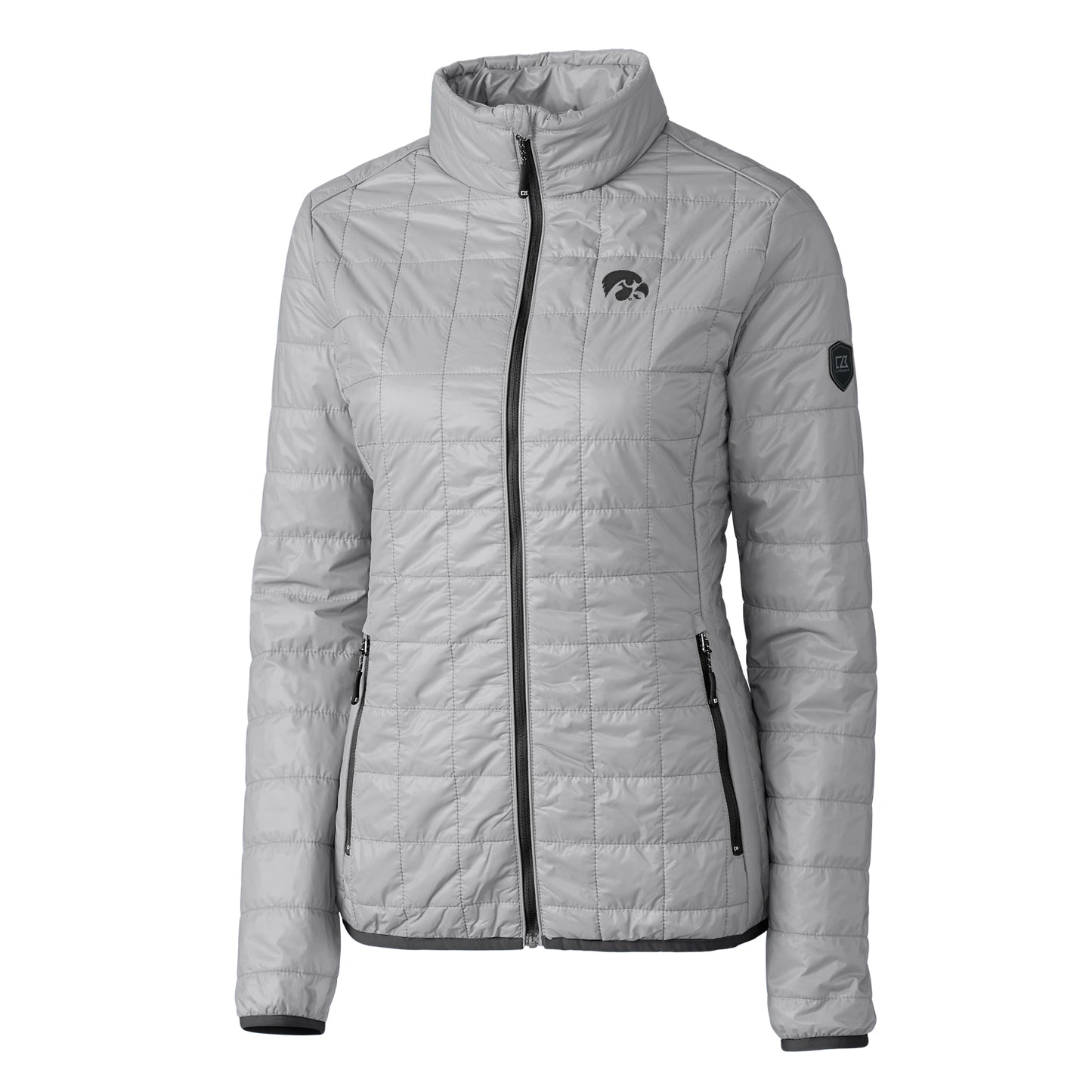 Women's Cutter & Buck Gray Iowa Hawkeyes Rainier Full-Zip Puffer Jacket