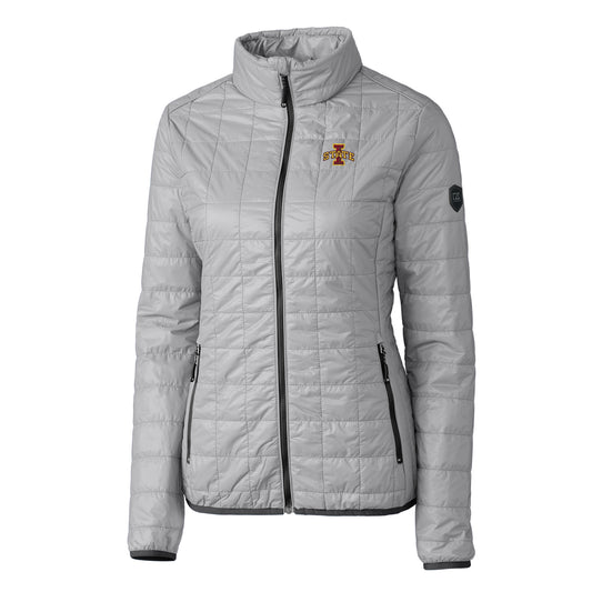 Women's Cutter & Buck Gray Iowa State Cyclones Rainier Full-Zip Puffer Jacket