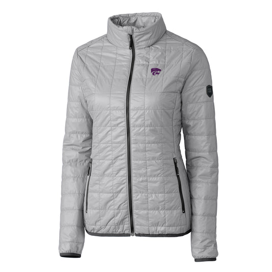 Women's Cutter & Buck Gray Kansas State Wildcats Rainier Full-Zip Puffer Jacket