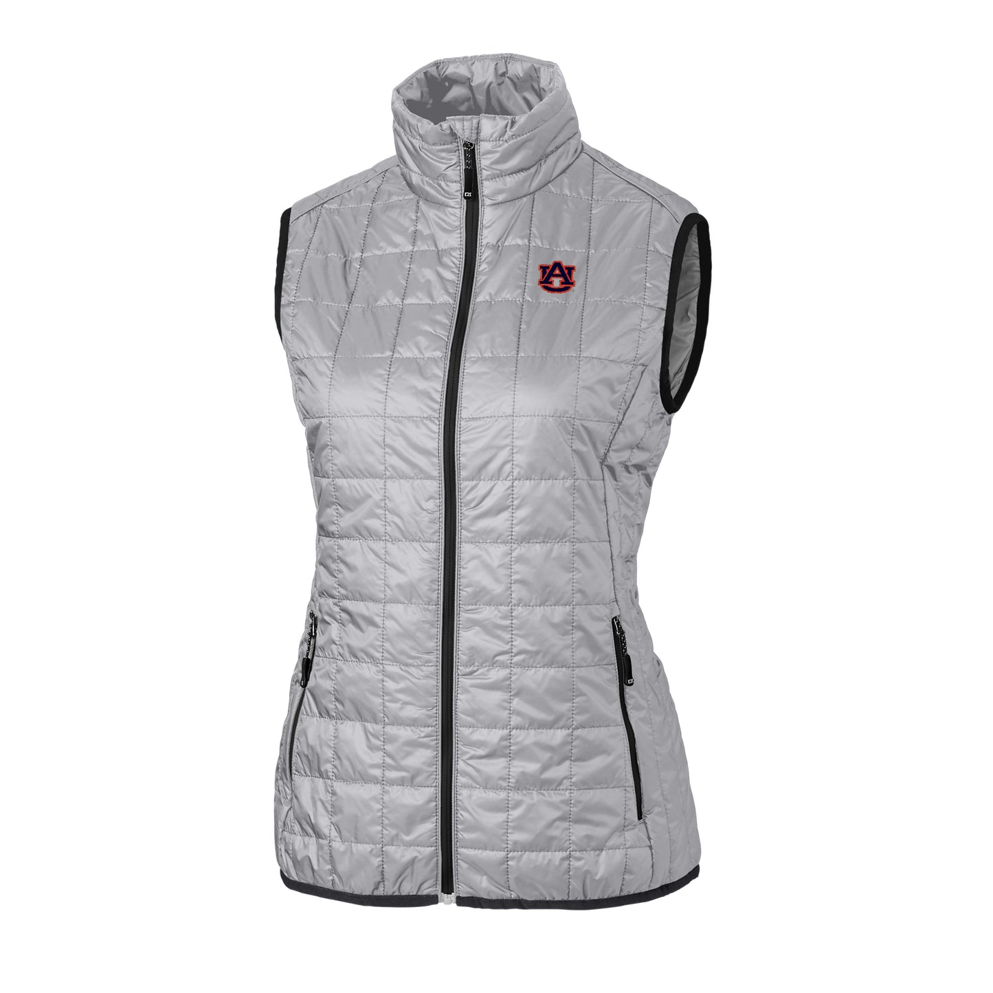 Women's Cutter & Buck Gray Auburn Tigers Rainier Full-Zip Puffer Vest